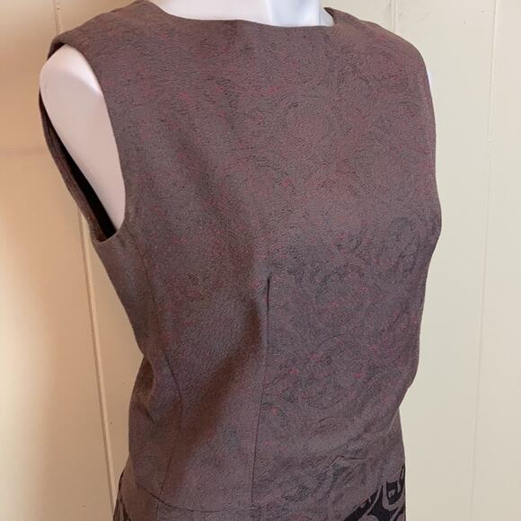 Vintage 50s 60s Handmade Pin Up Rockabilly Dress Medium Brown Floral Sheath - Picture 5 of 6